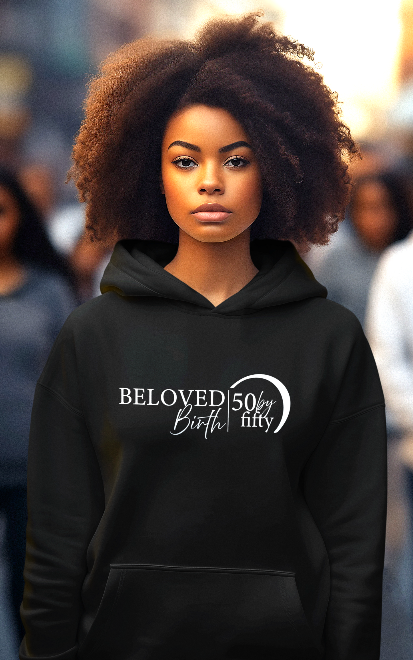 50 by 50 Black/White Unisex Hoodie