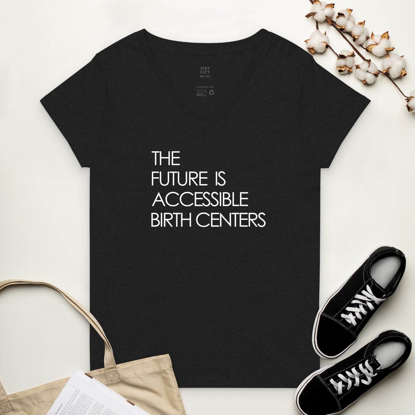 The Future is Accessible Birth Centers, Women’s recycled v-neck t-shirt