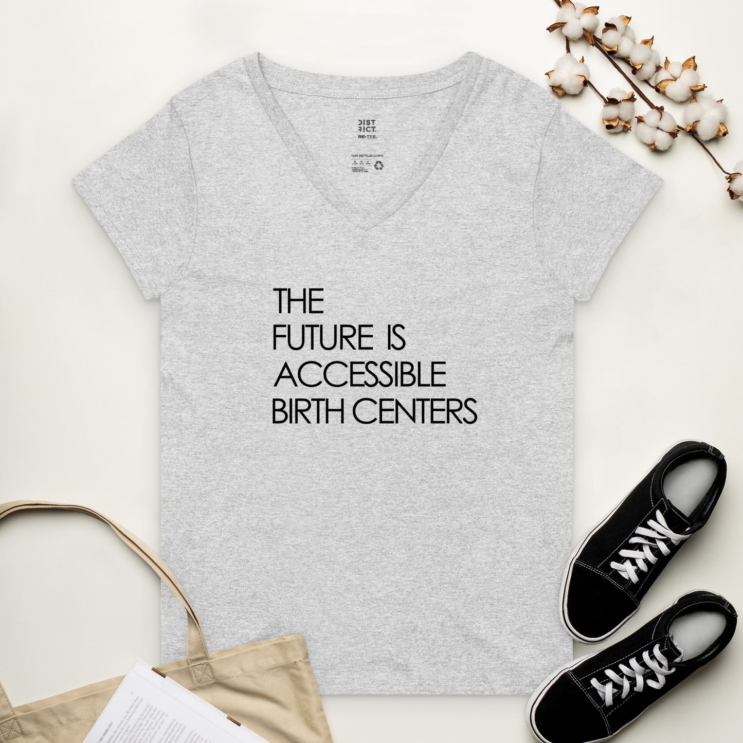 The Future is Accessible Birth Centers, Women’s recycled v-neck t-shirt